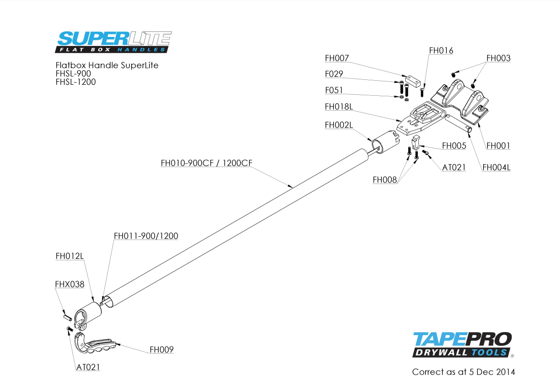 Tapepro Flat Box Carbon Fibre Handle SuperLite - The Drylining Depot