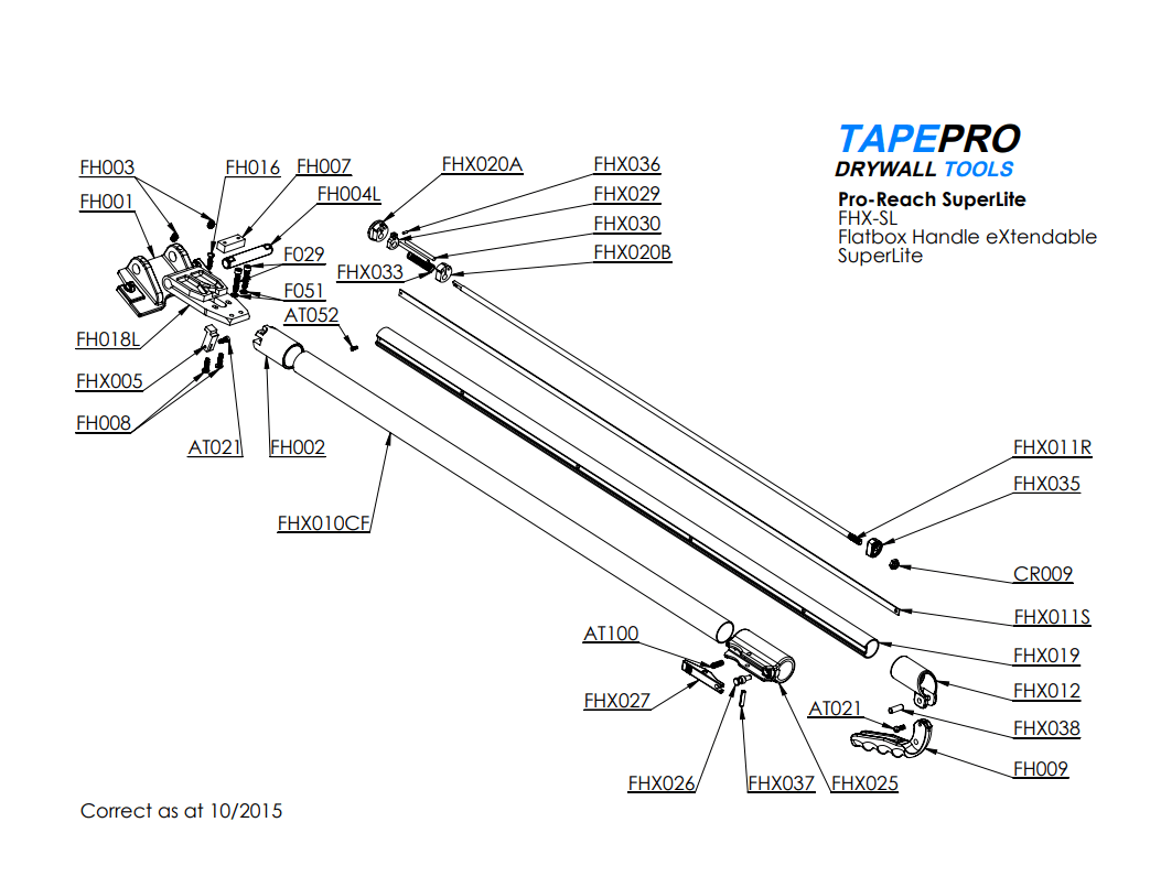 Tapepro - Flat Box Carbon Fibre SuperLite Pro-Reach handle - The Drylining Depot